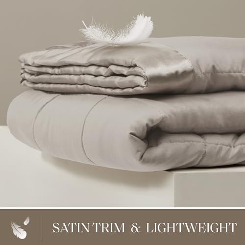 Madison Park Down Alternative King Size Blanket for Bed, Satin Trim, Grey