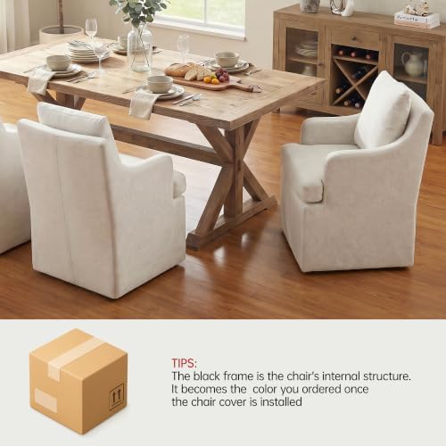 VKNOW Upholstered Dining Chairs, Dining Room Chairs with Casters