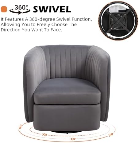 CANMOV Swivel Accent Chair, 360° Swivel Chair with Thick Padded Cushion, Swiv...