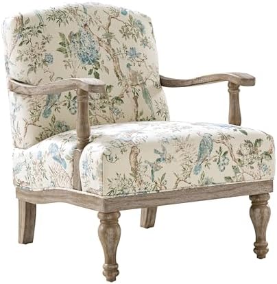 HULALA HOME Floral Accent Chair with Solid Wood Frame, Bird