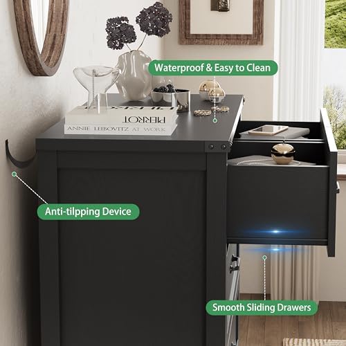 Dresser for Bedroom with 6 Drawers, 49" Tall Wood Chest of Drawers with ...