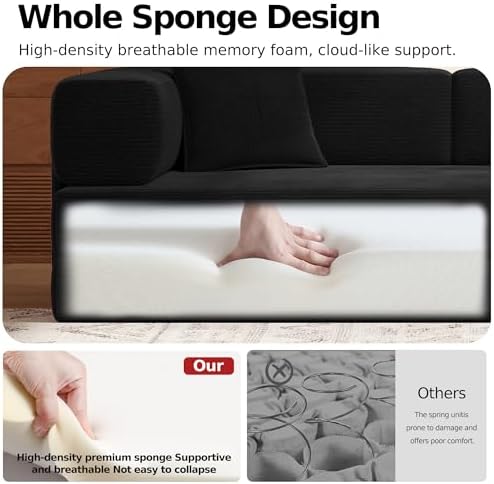MoonSpeak 78.8'' Futon Sofa Bed, Boneless Couches for Living Room