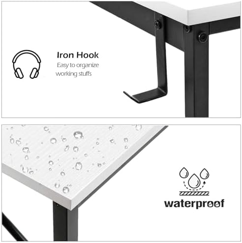 Lufeiya Computer Desk White Writing Table for Small Spaces Home Office 39 Inc...