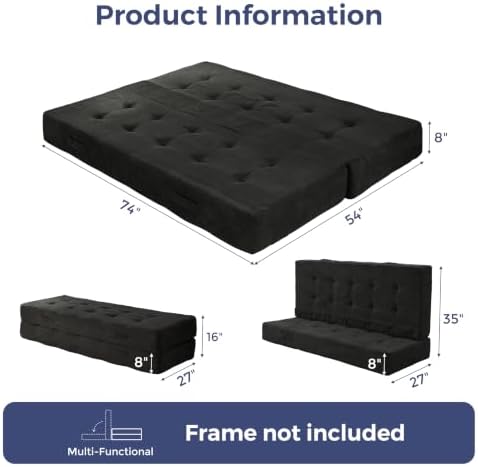 MAXYOYO Foldable Mattress, 8-Inch Tufted Futon Mattress with Handles