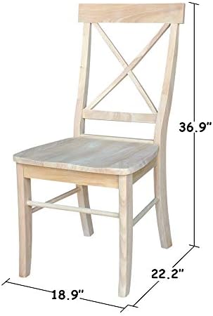 IC International Concepts Set of 2 X-Back Solid Wood Chairs, Unfinished