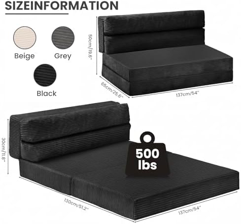 JUIKURY Folding Sofa Bed, Convertible Sleeper Chair with Pilow Foldable Matre...