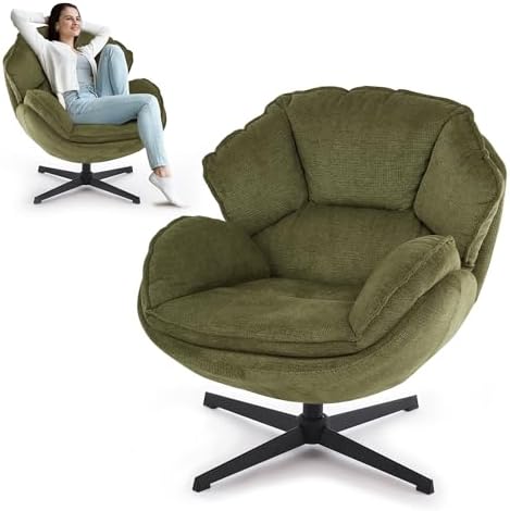 IWMH Swivel Accent Chair for Living Room,Comfy Lounge Chair with Metal Legs