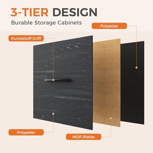 Sweetcrispy 8 Drawer Fabric Dresser for Bedroom, Tall Dresser, Black Wood