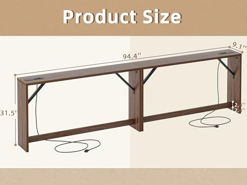 TIQLAB 9.1 Inch Narrow Console Table with Power Outlet,Sofa Table Set of 2，To...