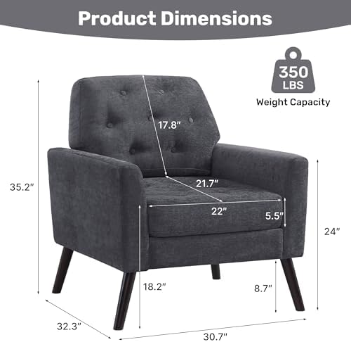 Accent Chair for Living Room, Mid Century Modern Reading Chair, Upholstered A...