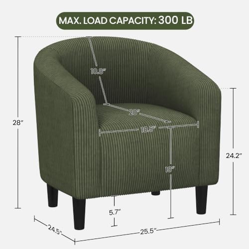 Yaheetech Compact Corduroy Accent Chairs Set of 2 for Bedroom, Dark Green