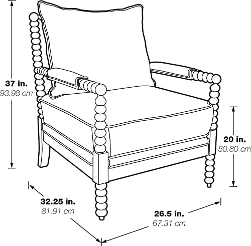 OSP Home Furnishings Kaylee Spindle Accent Chair with Antique White Wood Fram...