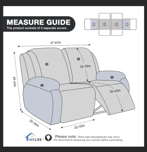 Timeles Loveseat Covers Washable, Stretch Couch Slipcovers, Gray | 2 Seater 4-Pieces Jacquard Soft Recliner Sofa Covers Furniture Protector with Pocket for Pets Kids