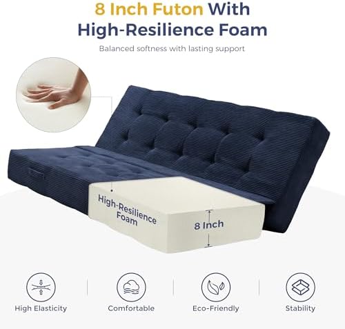 MAXYOYO Foldable Mattress, 8-Inch Tufted Futon Mattress with Handles