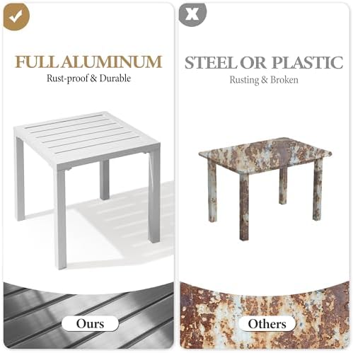 Crestlive Products Aluminum Outdoor Side Table, Pool Lounge Chair Side Table,...