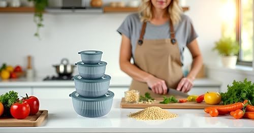 Mixing Bowls with Lids, 8-Piece Airtight Leak-Proof Nesting BPA-Free Bowl Set - Image 6
