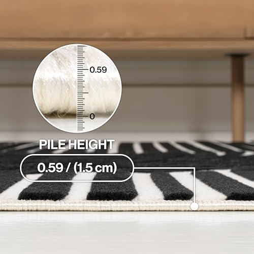 JONATHAN Y Hallie High-Low Curve Black/White 5x8 Indoor Area Rug, Minimalist ...