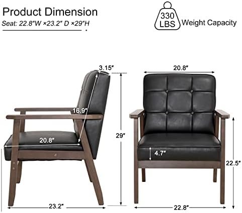 Okeysen Accent Chairs Set of 2, Mid Century Modern Accent Chair, Retro Wood a...