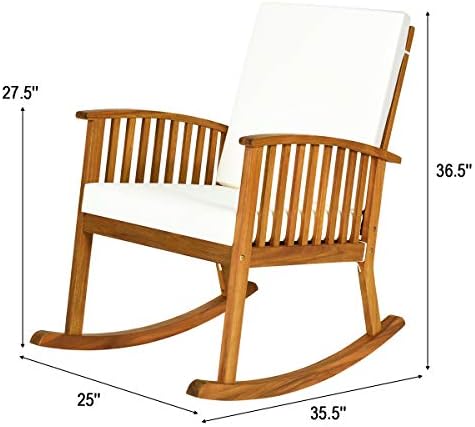Tangkula Outdoor Rocking Chair with Soft Cushions, Solid Acacia Wood (1)