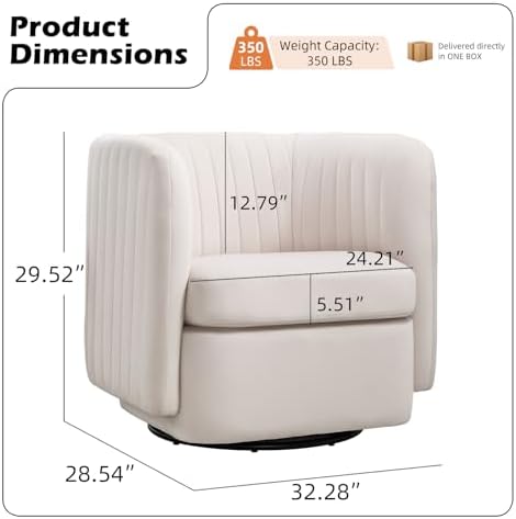 CANMOV Swivel Accent Chair, 360° Swivel Chair with Thick Padded Cushion, Swiv...