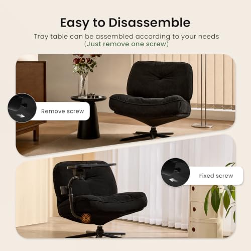 Swivel Accent Chair, Wide Criss Cross Lounge Living Room Chair, Blk