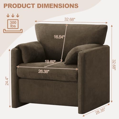Oversized Accent Chair for Living Room, Large Modern Armchair with Deep Seat,...