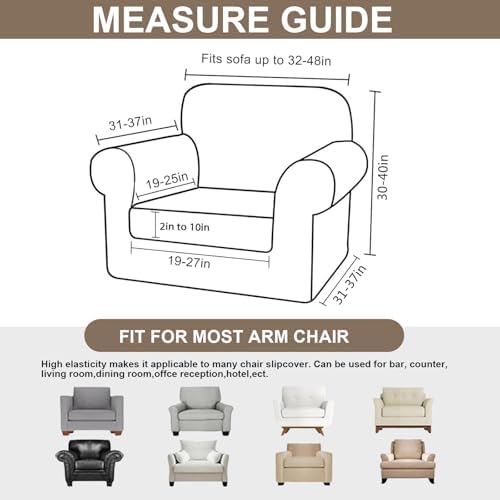 Sofa Cover Armchair Slipcover Chair Cover 2-Piece Couch Slipcover with Arms