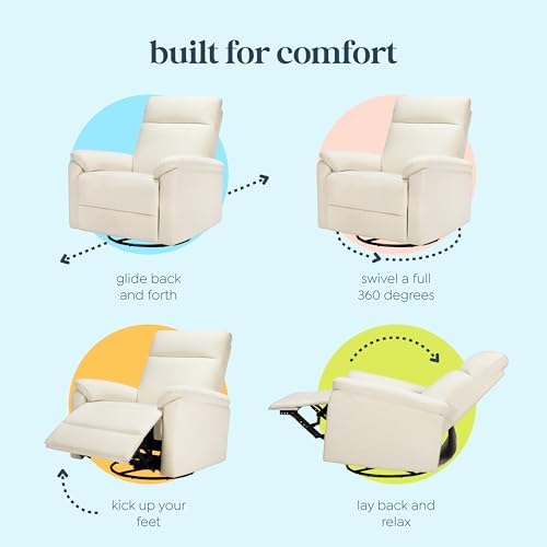 Davinci Suzy Swivel Recliner in Vanilla, GREENGUARD Gold & CertiPUR-US® C...