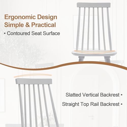 DUHOME White WoodenDining Chairs Set of 4 Wood Dining Room Chair Slat Windsor...