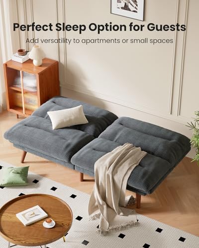 Amada 75 inch 3-in-1 Convertible Futon Sofa Bed, Gray