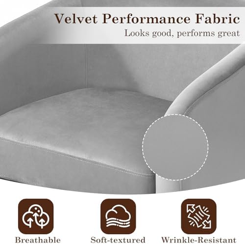 Swivel Barrel Accent Chairs Set of 2, Velvet Armchair, Gray