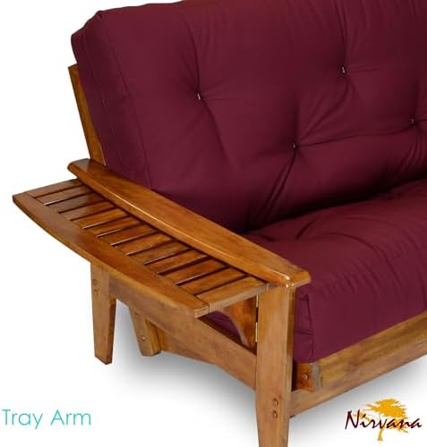 Eastridge Futon Set - Full Size, Frame, 8" Mattress, Twill Burgundy Cover