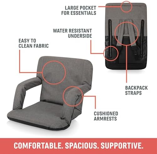 Picnic TIME Ventura Stadium Seat for Bleachers with Back Support - Portable R...