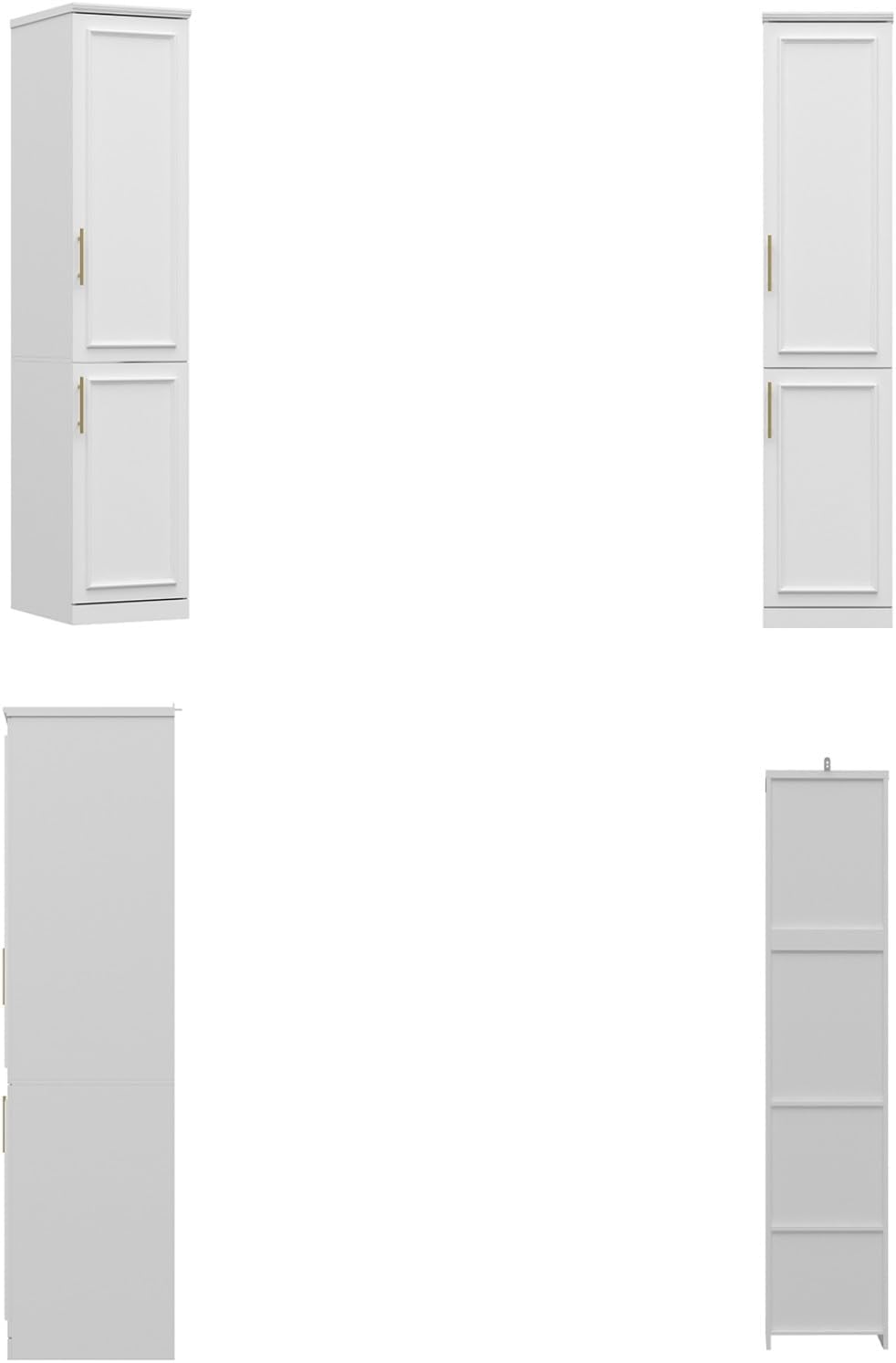 FUFU&GAGA Narrow Wardrobe Closet with 2 Doors, Modern White Bedroom Armoire