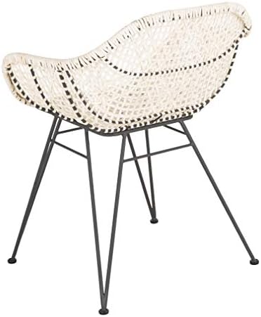 Safavieh Home Jadis White and Dark Grey Leather Woven Dining Chair, Set of 2