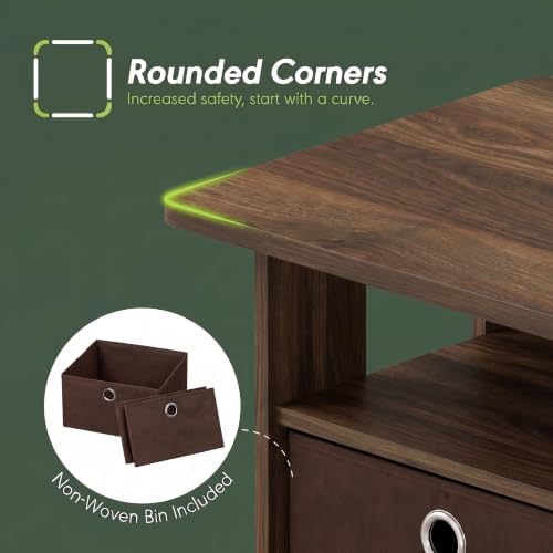 Furinno Andrey Coffee Table with Bin Drawer, Columbia Walnut/Dark Brown