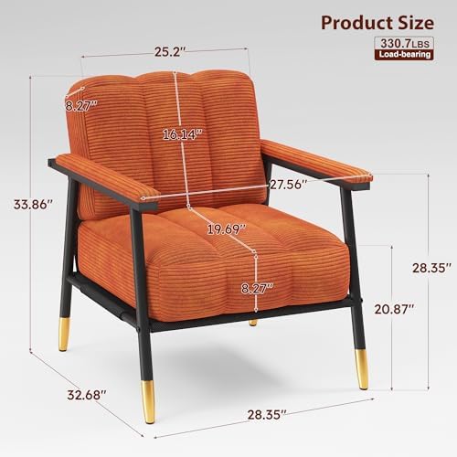 Homkdom Corduroy Accent Chair,Set of 2 Reading Chair for Living Room