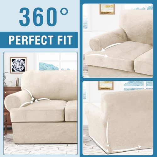 H.VERSAILTEX Sofa Cover 2 Piece T Cushion Armchair Slipcovers Thick Velvet Co...