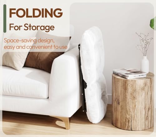 Comfy Saucer Chair Folding Reading Lounge Chair Living Room Chairs, White
