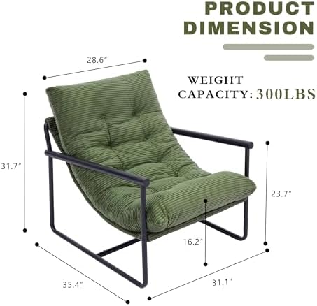 Modern Accent Chair Set of 2, Living Room Chair with Metal Frame,Upholstered ...