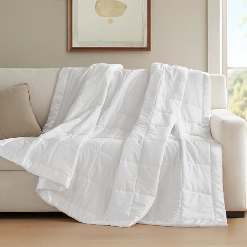 Madison Park Down Alternative Queen Blanket for Bed, Satin Trim, White