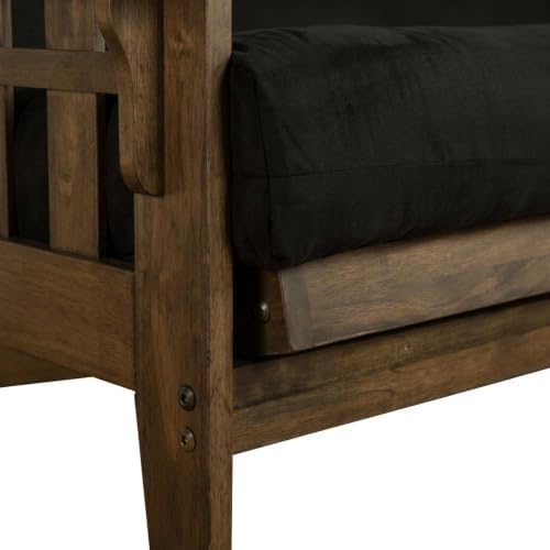 Kodiak Furniture Tucson Full Size Futon Set in Rustic Walnut Finish, Suede Black