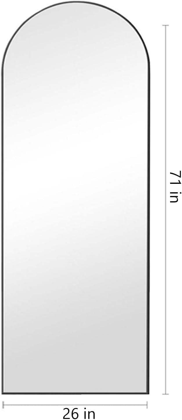 Full Length Mirror, 70"x26" Arched Full Body Mirror, Black