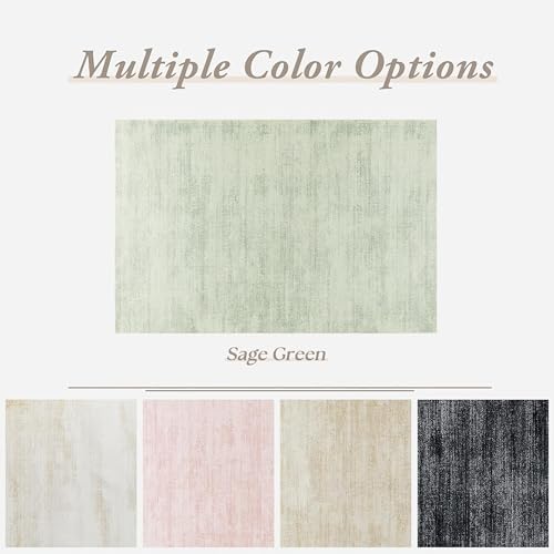 Sage Green Rug for Bedroom Abstract Washable 8x10 Area Rugs with Low Pile