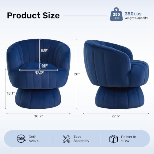 360°Swivel Accent Barrel Chair, Cute Comfy Small Round Arm Chair, Club Readin...