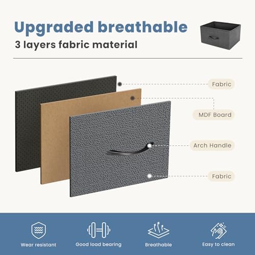 DUMOS Nightstand, Bedside Table with 4 Fabric Drawers