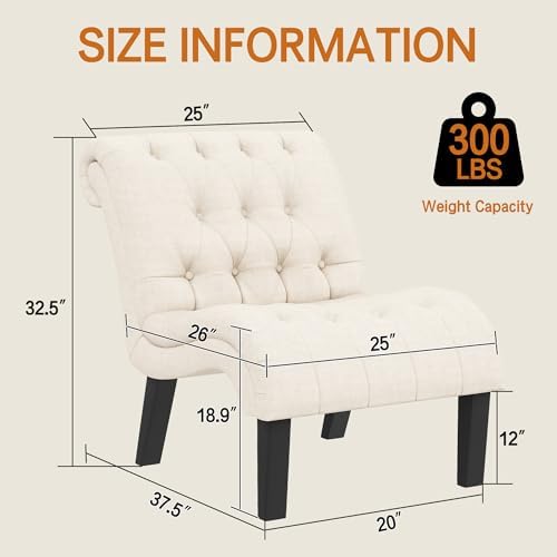 Mid Century Modern Accent Chair, Upholstered Button Tufted Chair