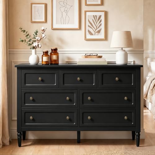 RoyalCraft 7 Drawer Dresser for Bedroom, 53" Wide Vintage Chest of Drawers