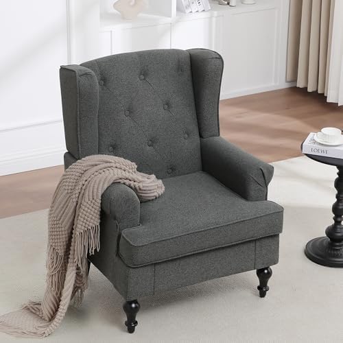 Accent Chair for Living Room, Mid Century Modern Upholstered Armchair, Wingba...