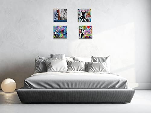 Biufo Banksy Canvas Wall Art Artwork Graffiti Street Print Pictures for Bedro...
